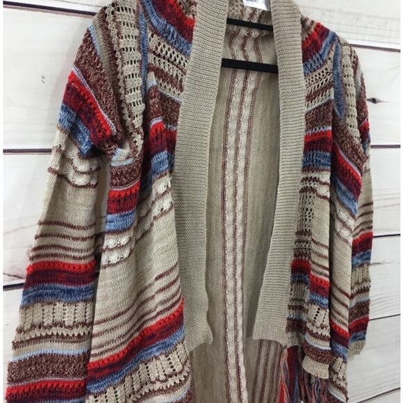 Kari Lyn Striped Boho Cardigan with Fringe Sz L/XL - Picture 4 of 7